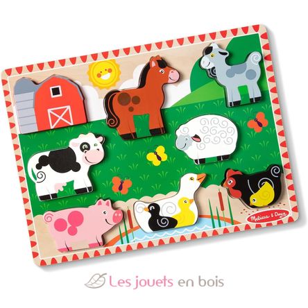 Holzklotz-Puzzle Tiere auf dem Bauernhof MD-03723 Melissa & Doug 1