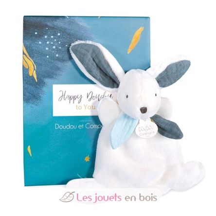 Happy Pop Schmusetuch Kaninchen blau 17 cm DC3883 Doudou et Compagnie 1