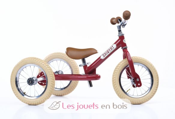Trybike Laufrad 2-in-1 Stahl rot Pedale Fahrrad - und Dreirad für ohne Kinder